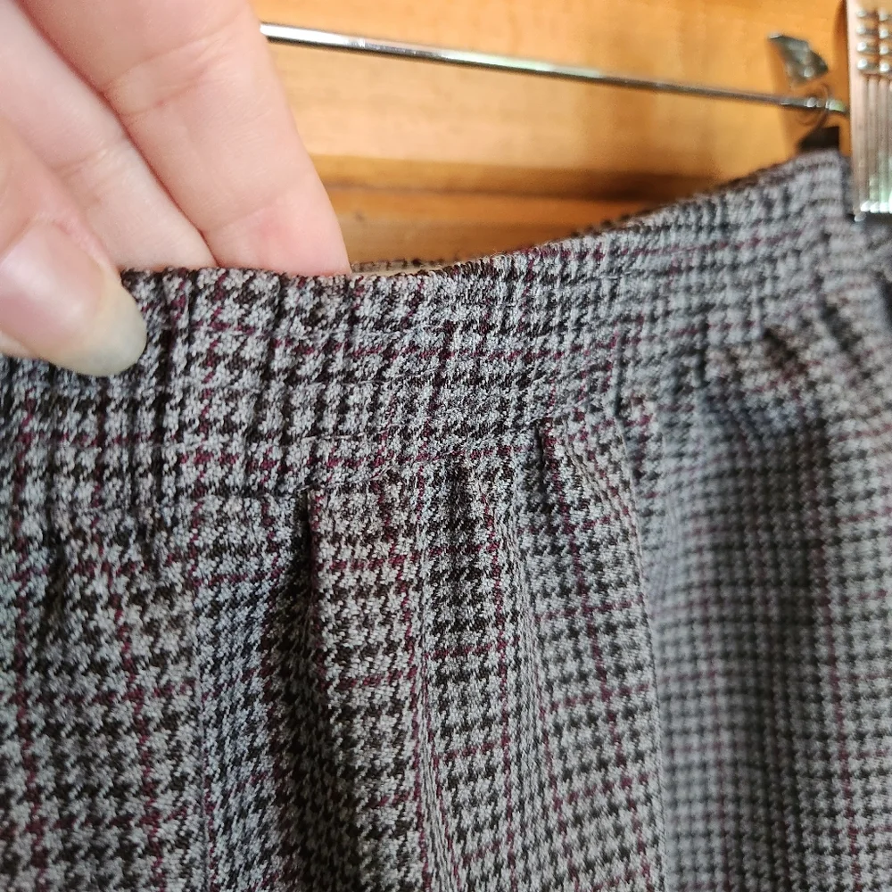 Alfred Dunner 💜 Gray Houndstooth Trouser Stretch Crop Dress Pant Petite 14 X24